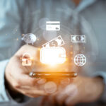 Businessman Hand Using Mobile Phone to Connect Digital Wallet.