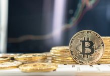 BTC Bitcoin Cryptocurrency with altcoin digital coin crypto currency defi p2p decentralized fintech market technology on trading application chart on computer or mobile tablet